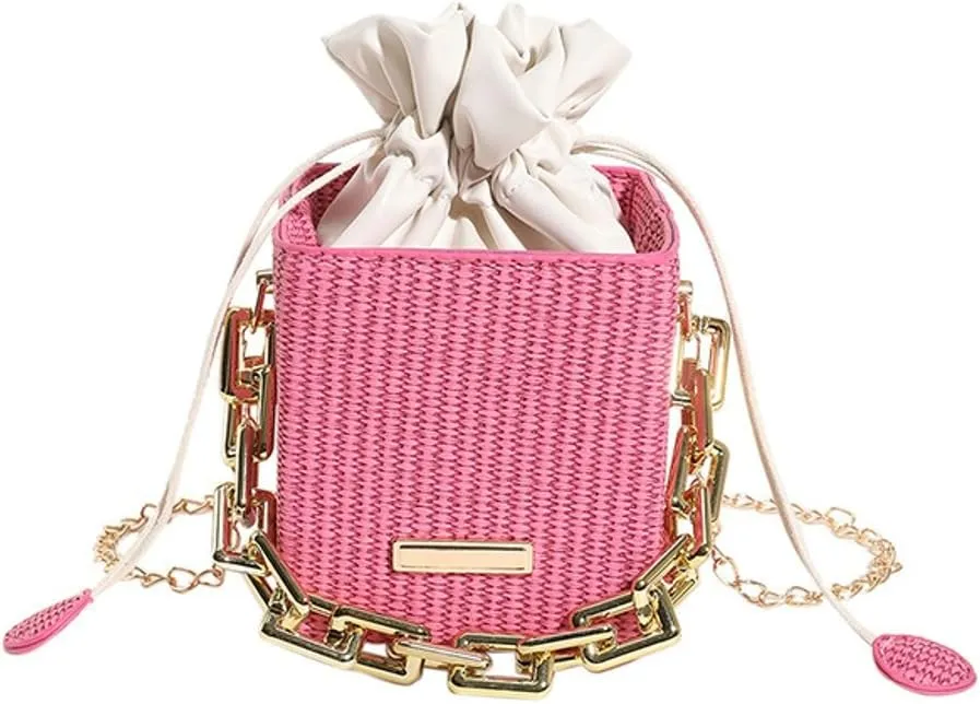 Womens Trendy Shoulder Crossbody Bag PU Leather Y2k Bucket Purse Mini Totes Woven Handbag Satchel