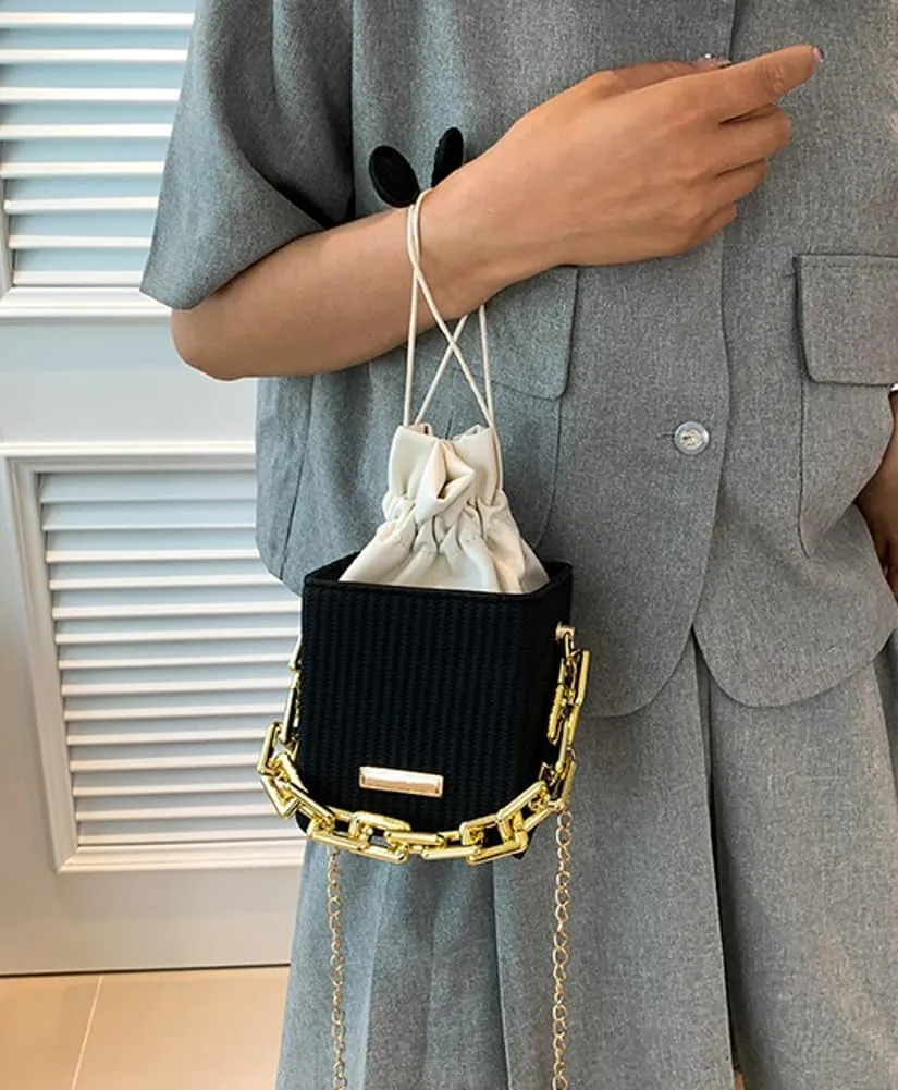 Womens Trendy Shoulder Crossbody Bag PU Leather Y2k Bucket Purse Mini Totes Woven Handbag Satchel