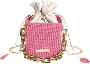 Womens Trendy Shoulder Crossbody Bag PU Leather Y2k Bucket Purse Mini Totes Woven Handbag Satchel