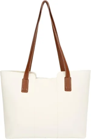 Women's Trendy Tote Bags Roomy Multiple Pockets Bag Ladies Crossbody Purse Trendy Waterproof Cross Body Bag(White)