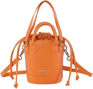 Women's Vegan Leather Handbag Crossbody Shouler Bag Bucket Totes Small Purse Y2k Satchel with Drawstring