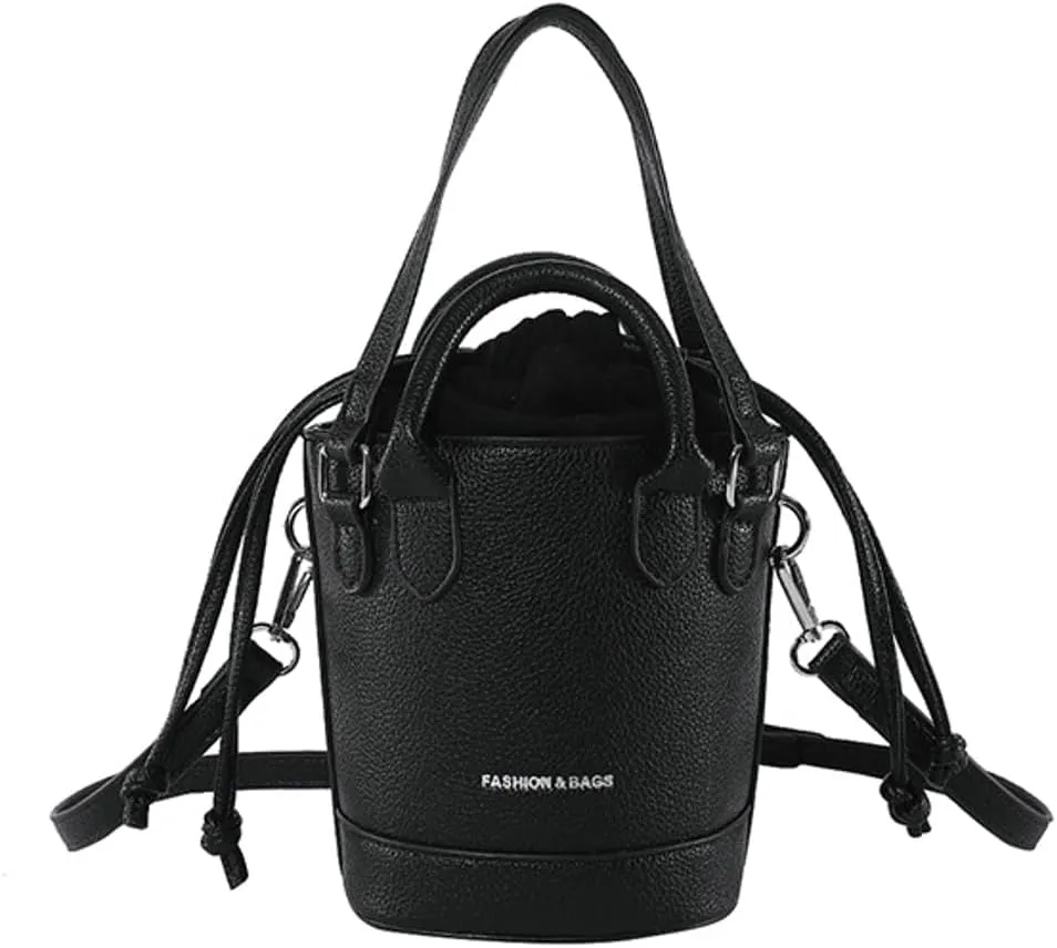 Women's Vegan Leather Handbag Crossbody Shouler Bag Bucket Totes Small Purse Y2k Satchel with Drawstring