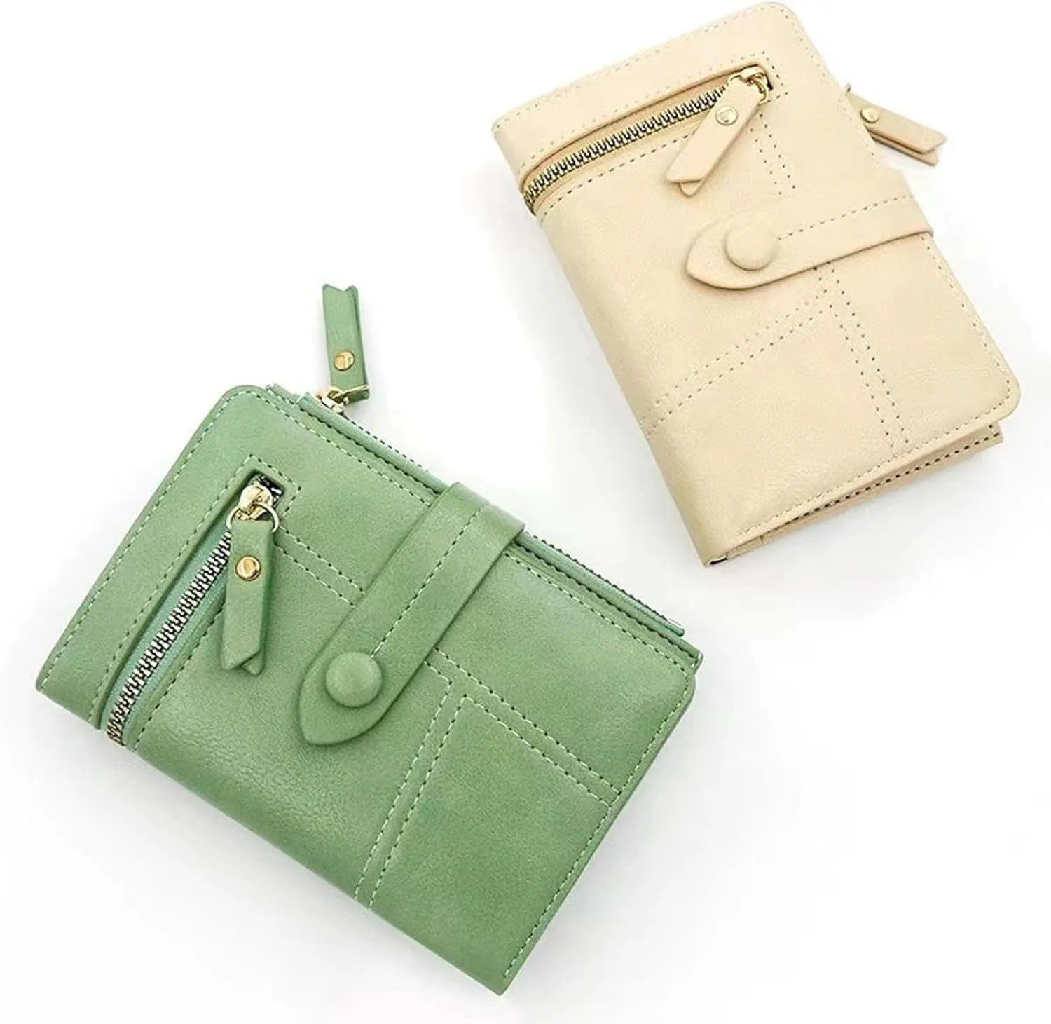 Womens Vintage Leather Wallets Zipper Purse for Travel Credit Card Holder Phone Organizer Leather Pocket Wallets