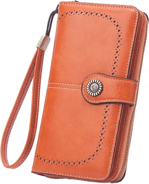 Womens Wallets Small PU Leather Wallets Ladies Wristlet with Card Slots id Window Zipper Coin Purse Holder Purse