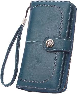 Womens Wallets Small PU Leather Wallets Ladies Wristlet with Card Slots id Window Zipper Coin Purse Holder Purse