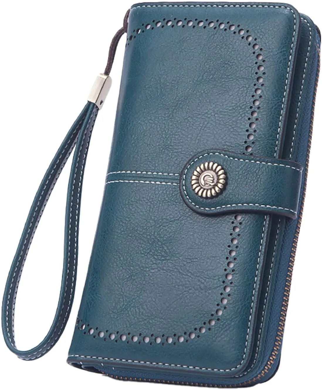 Womens Wallets Small PU Leather Wallets Ladies Wristlet with Card Slots id Window Zipper Coin Purse Holder Purse