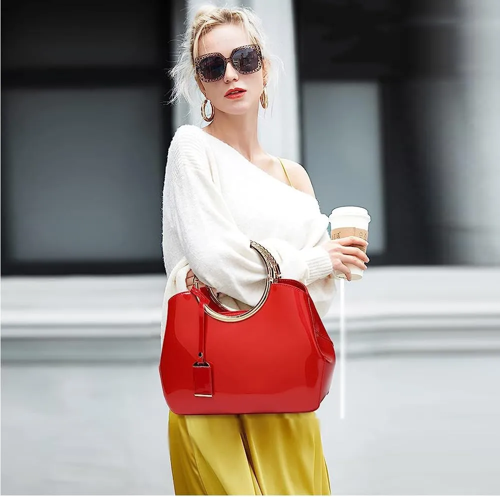ZiMing Women Tote Bag Patent Leather Totes Top Handle Purse Satchel Shoulder Bag Ladies Gorgeous Evening Bags