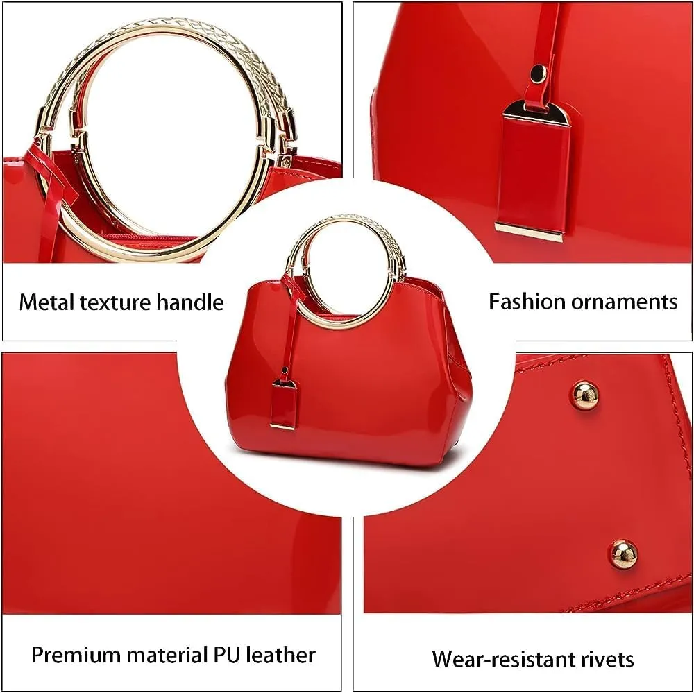 ZiMing Women Tote Bag Patent Leather Totes Top Handle Purse Satchel Shoulder Bag Ladies Gorgeous Evening Bags